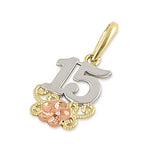 Solid 14K Triple Tone Gold Sweet 15 Pendant