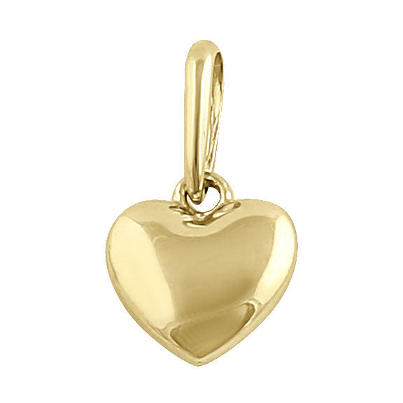Solid 14K Yellow Gold Bubbly Heart Pendant
