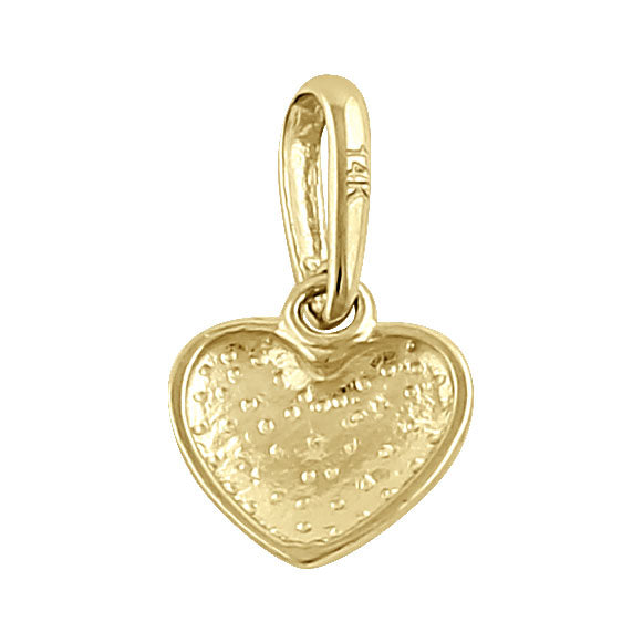 Solid 14K Yellow Gold Bubbly Heart Pendant