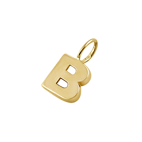 Solid 14K Gold B Initial Pendant