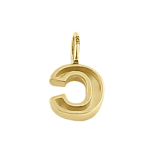 Solid 14K Gold C Initial Pendant