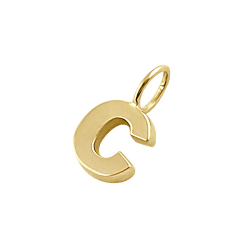 Solid 14K Gold C Initial Pendant