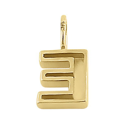 Solid 14K Gold E Initial Pendant