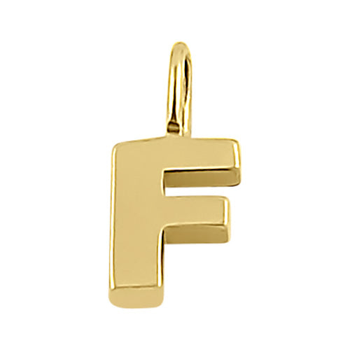 Solid 14K Gold F Initial Pendant