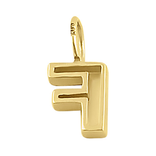 Solid 14K Gold F Initial Pendant