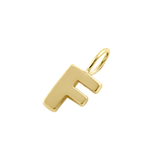 Solid 14K Gold F Initial Pendant