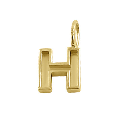 Solid 14K Gold H Initial Pendant