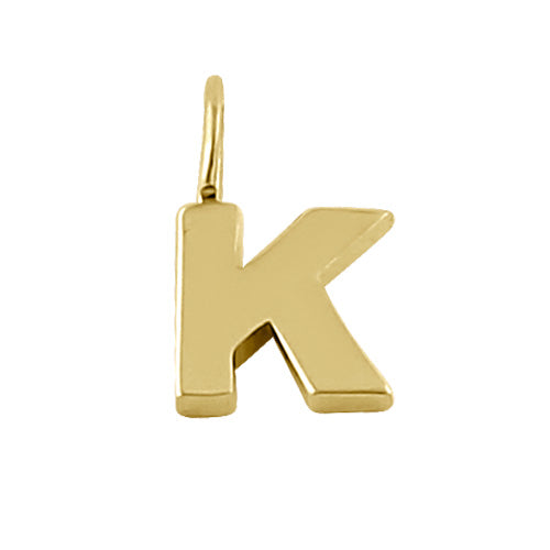 Solid 14K Gold K Initial Pendant