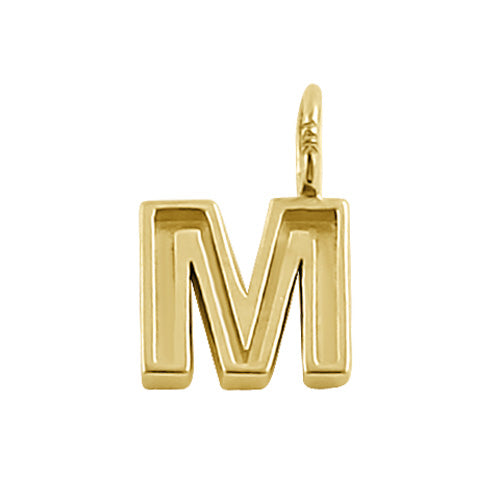 Solid 14K Gold M Initial Pendant