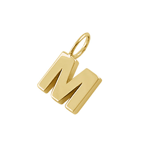 Solid 14K Gold M Initial Pendant