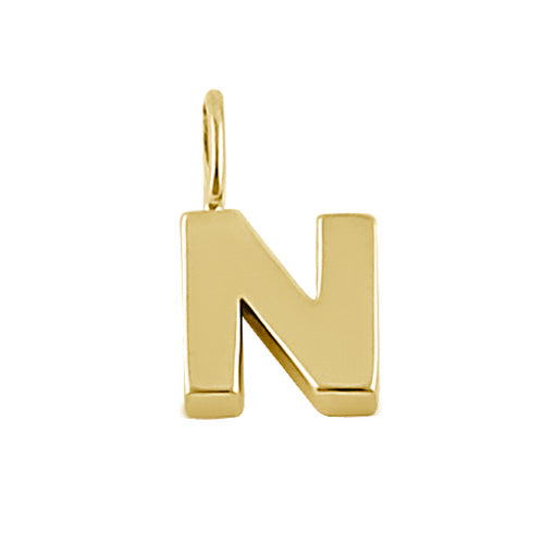 Solid 14K Gold N Initial Pendant