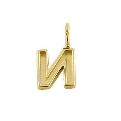 Solid 14K Gold N Initial Pendant