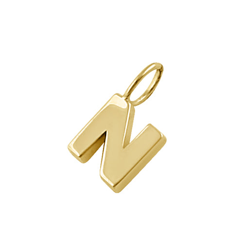 Solid 14K Gold N Initial Pendant