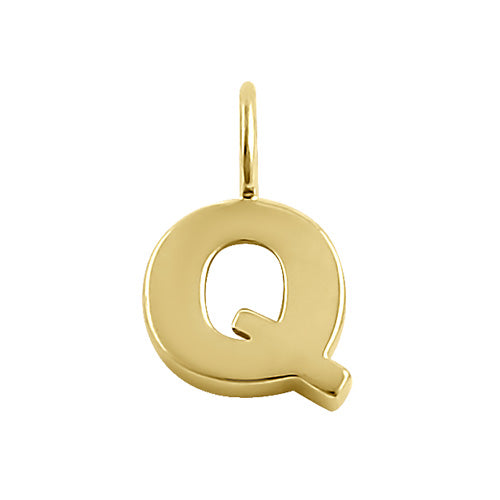 Solid 14K Gold Q Initial Pendant