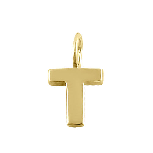 Solid 14K Gold T Initial Pendant