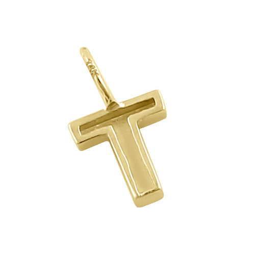 Solid 14K Gold T Initial Pendant