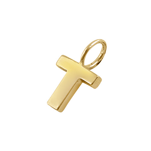 Solid 14K Gold T Initial Pendant