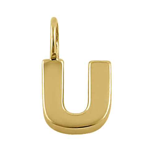 Solid 14K Gold U Initial Pendant