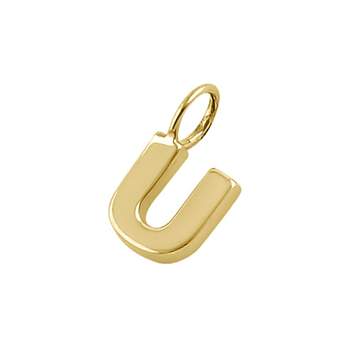 Solid 14K Gold U Initial Pendant