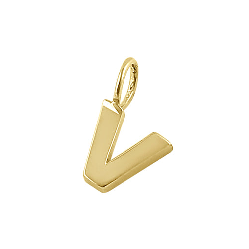 Solid 14K Gold V Initial Pendant