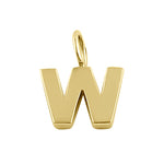 Solid 14K Gold W Initial Pendant