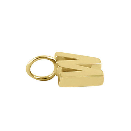 Solid 14K Gold W Initial Pendant