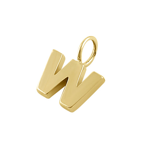 Solid 14K Gold W Initial Pendant
