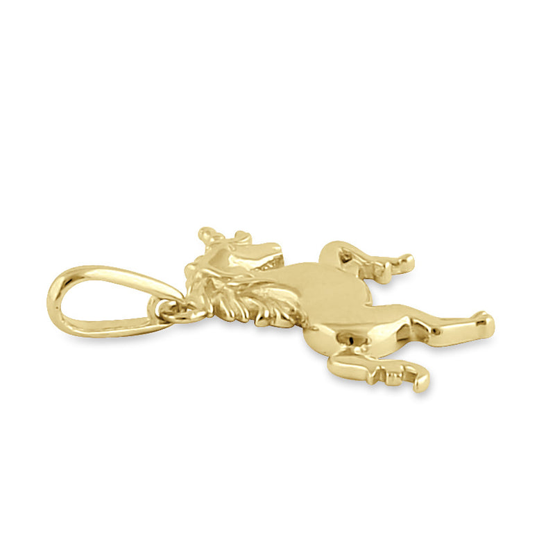 Solid 14K Gold Prancing Unicorn Pendant