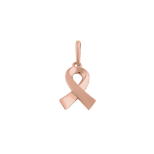 Solid 14K Rose Gold Cancer Awareness Ribbon Pendant