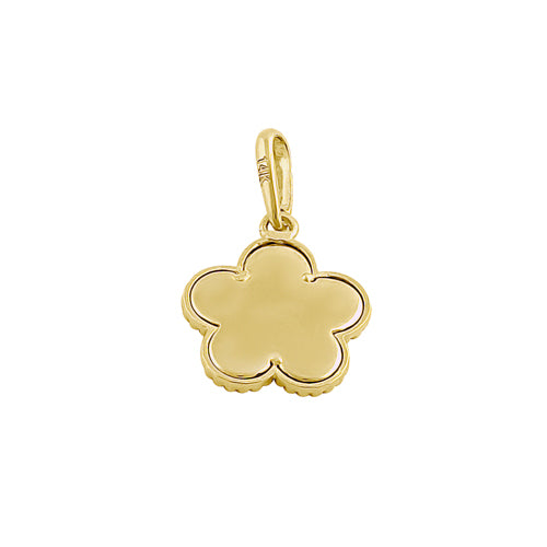 Solid 14K Yellow Gold Faceted Flower Pendant