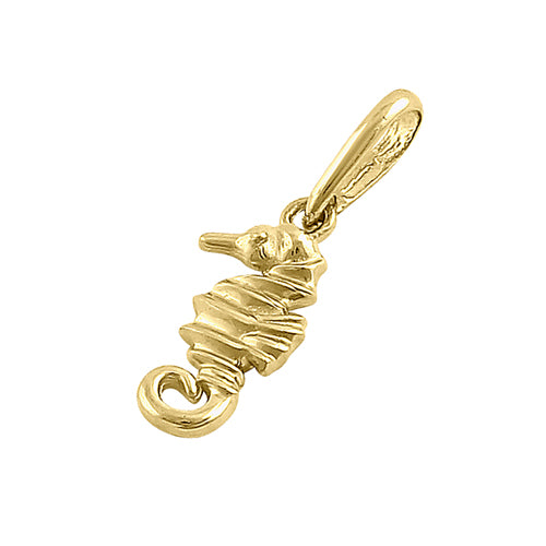 Solid 14K Yellow Gold Seahorse Pendant