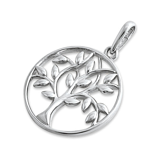 Solid 14K White Gold Tree of Life Pendant