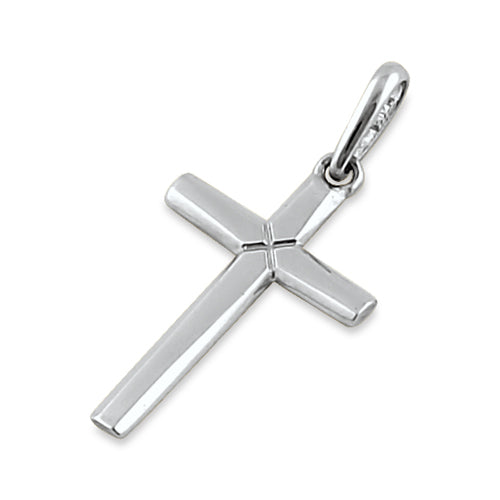 Solid 14K White Gold Plain Cross Pendant