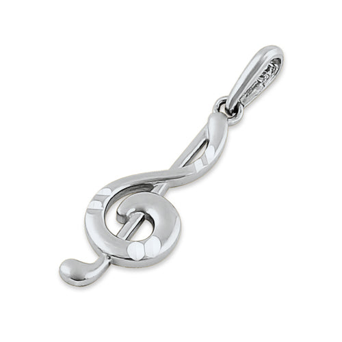 Solid 14K White Gold Music Note Pendant