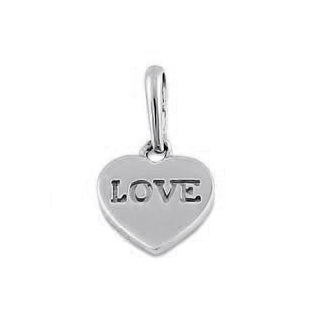 Solid 14K White Gold "Love" Heart Pendant