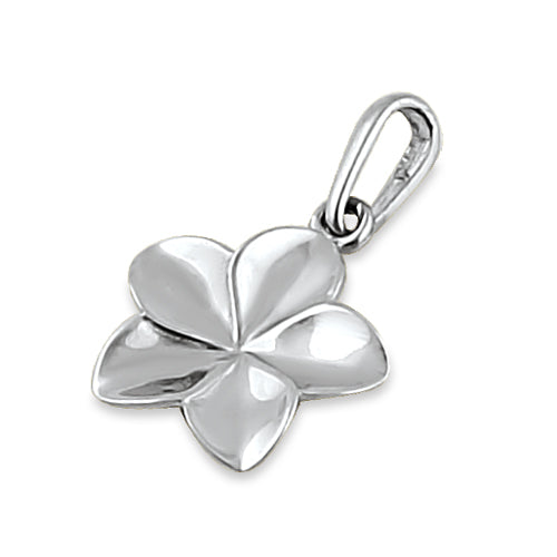 Solid 14K White Gold Plumeria Flower Pendant