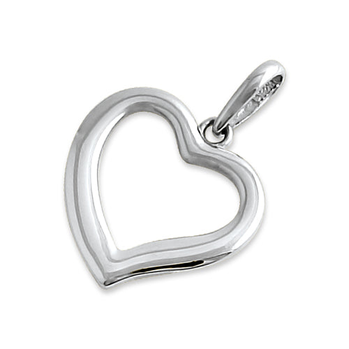 Solid 14K White Gold Simple Heart Pendant