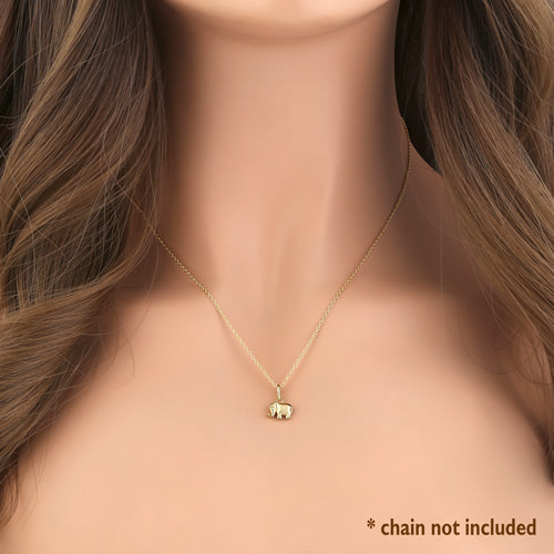 Solid 14K Yellow Gold Small Elephant Pendant