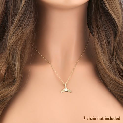 Solid 14K Yellow Gold Big Dolphin Tail Pendant