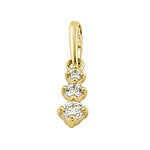 Solid 14K Yellow Gold Triple Round Clear CZ Pendant