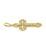 Solid 14K Yellow Gold Antique Diamond Cut Cross Pendant