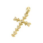 Solid 14K Yellow Gold Round and Heart CZ Pendant
