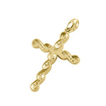 Solid 14K Yellow Gold Twist Cross CZ Pendant