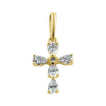 Solid 14K Yellow Gold Cross CZ Pendant