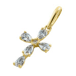 Solid 14K Yellow Gold Cross CZ Pendant
