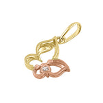 Solid 14K Yellow and Rose Gold Butterfly CZ Pendant