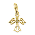 Solid 14K Yellow Gold Angel CZ Pendant