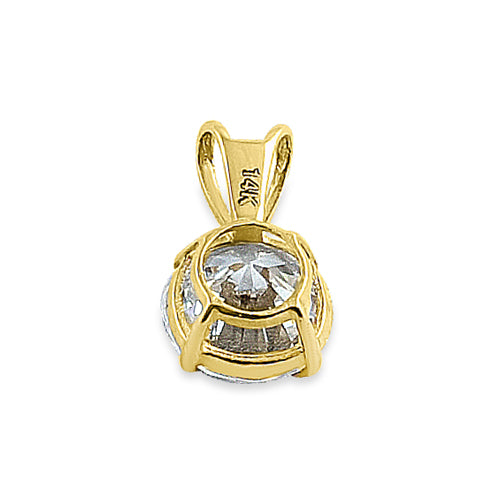Solid 14K Yellow Gold 6MM Round CZ Pendant