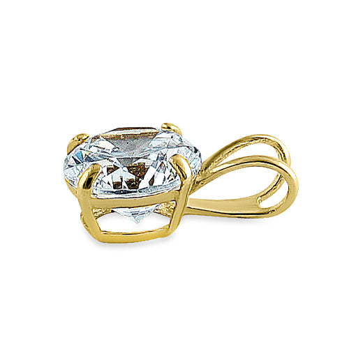 Solid 14K Yellow Gold 6MM Round CZ Pendant