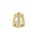 Solid 14K Yellow Gold Clear CZ Vintage Box Pendant